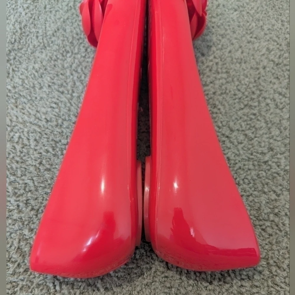 Kate Spade Red Floral Rose Jelly Ballerina Flats Size 6 Dainty Romantic Designer